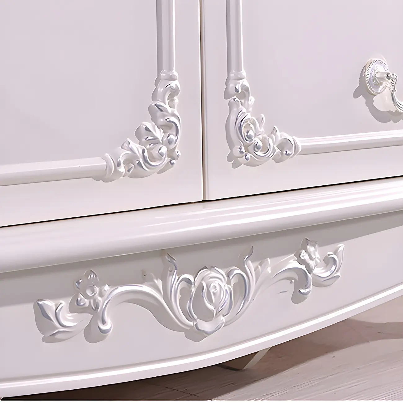 Traditional Glam 5-drawer White Wood Chest for Bedroom Image - 8 | homeyfad