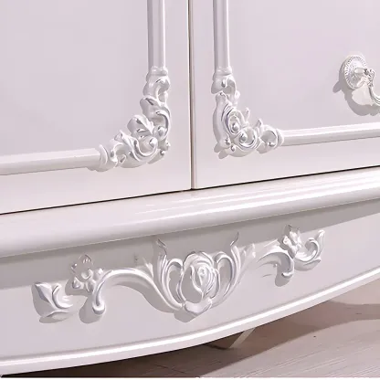 Traditional Glam 5-drawer White Wood Chest for Bedroom Image - 8