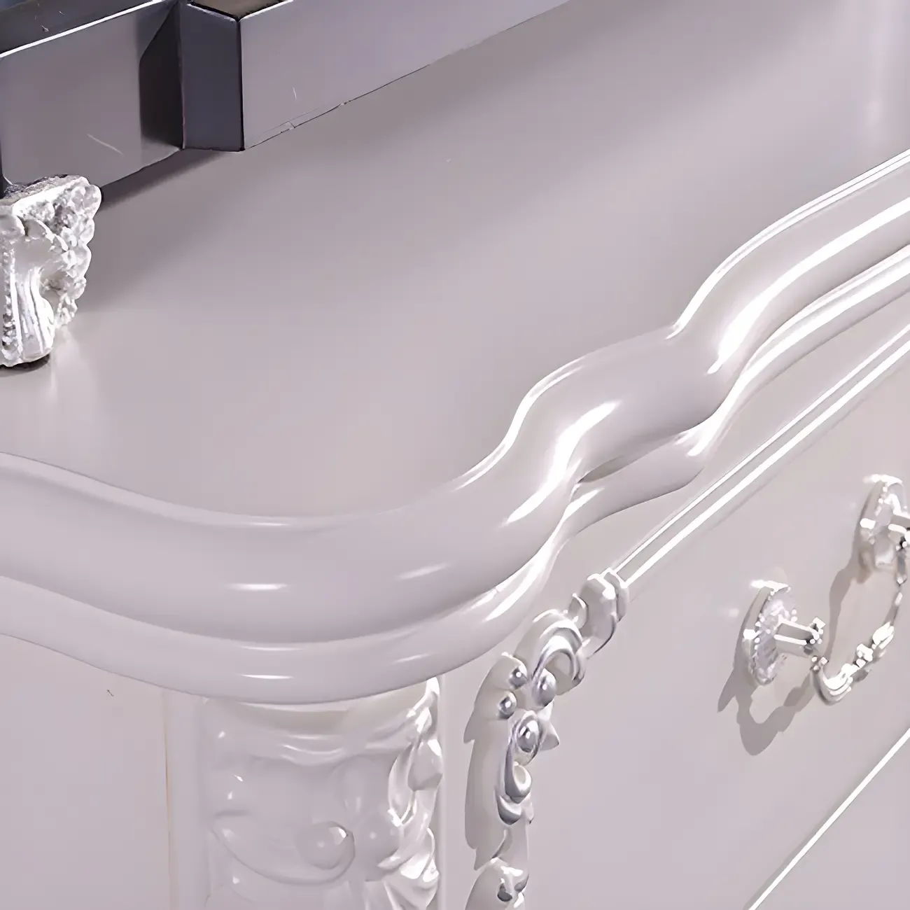 Traditional Glam 5-drawer White Wood Chest for Bedroom Image - 10