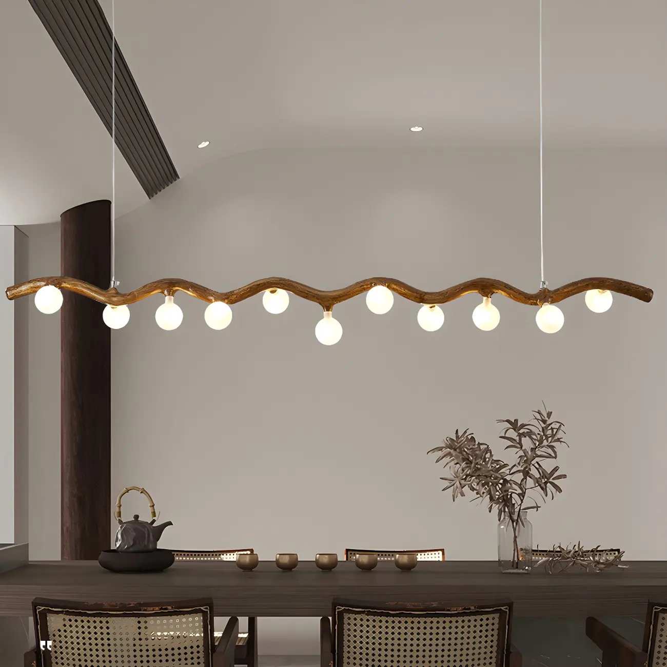 Modern Brown Glass Linear Island Pendant Light Image - 7 | homeyfad