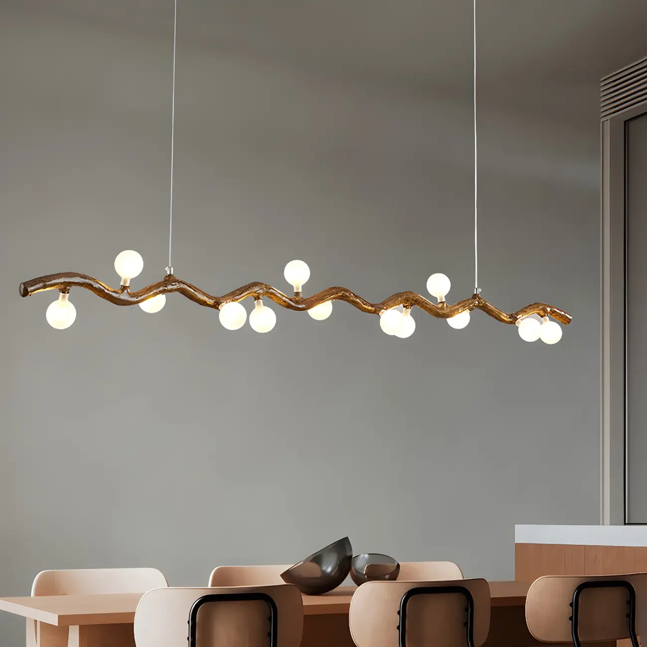 Modern Brown Glass Linear Island Pendant Light Image - 8 | homeyfad