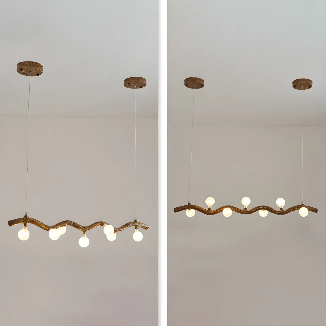 Modern Brown Glass Linear Island Pendant Light Image - 15 | homeyfad