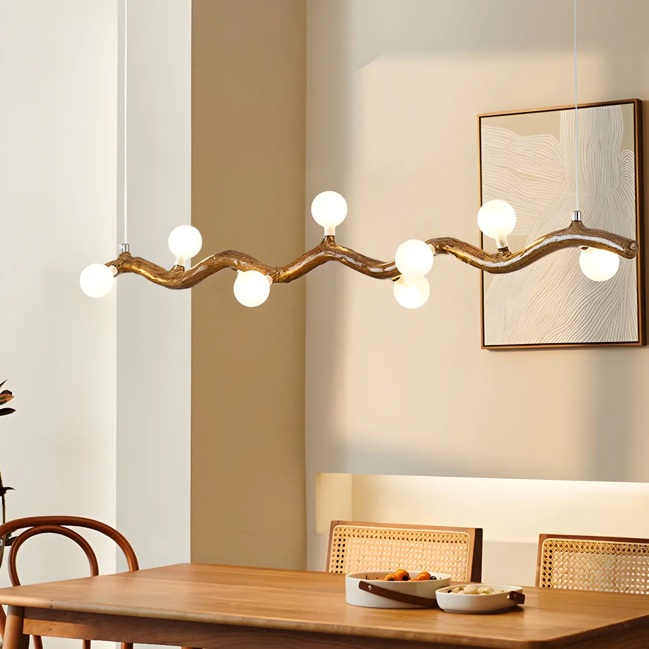 Modern Brown Glass Linear Island Pendant Light Image - 3 | homeyfad