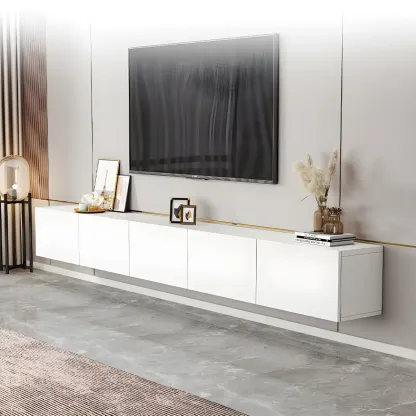 63" White Modern Wood Cabinet TV Stand Image - 6