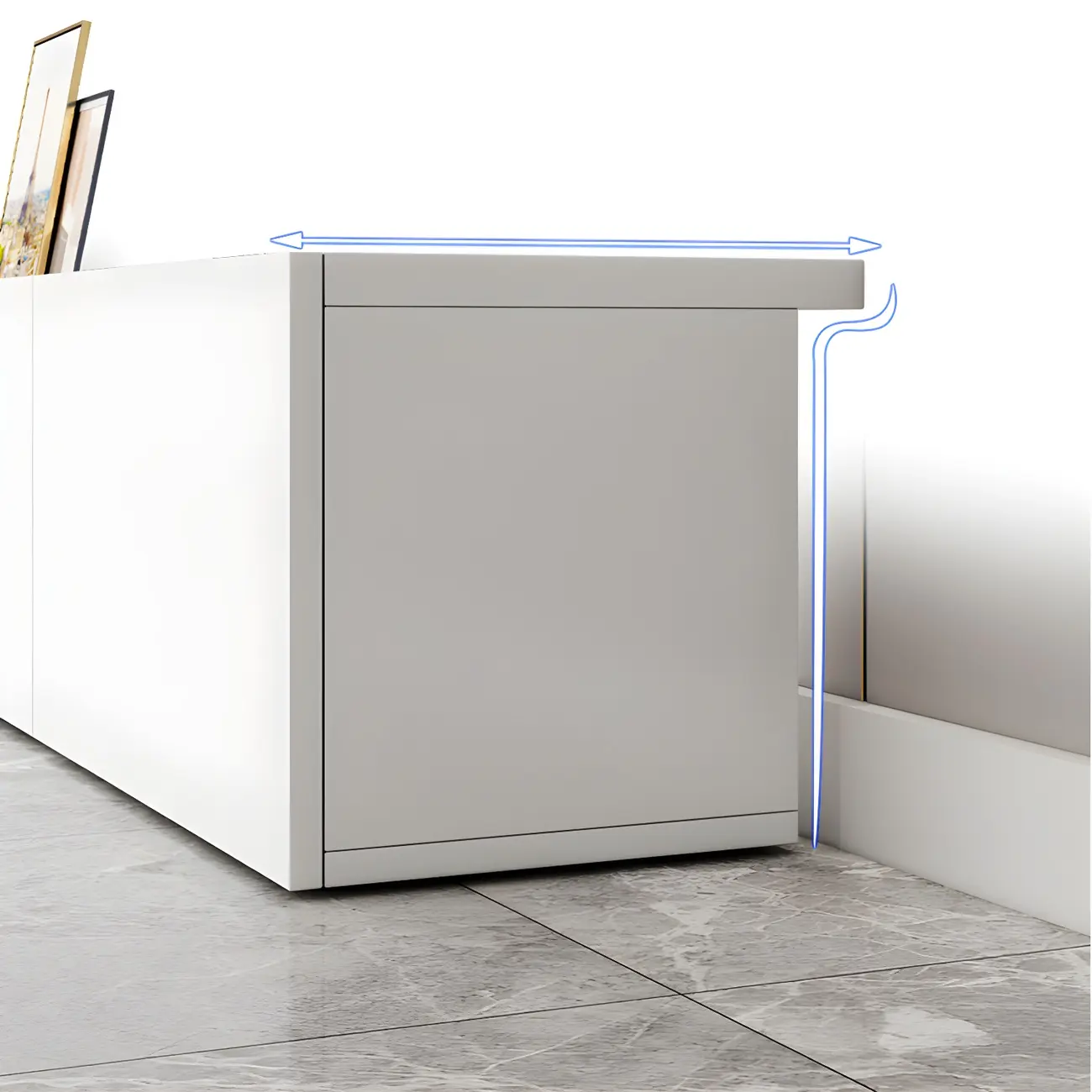 63" White Modern Wood Cabinet TV Stand Image - 12 | homeyfad