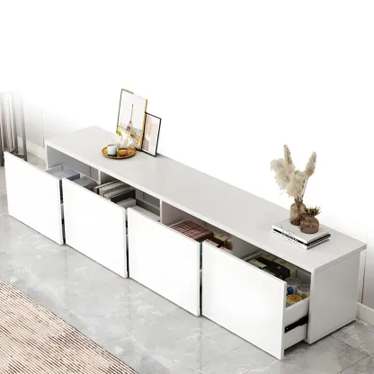 63" White Modern Wood Cabinet TV Stand Image - 14