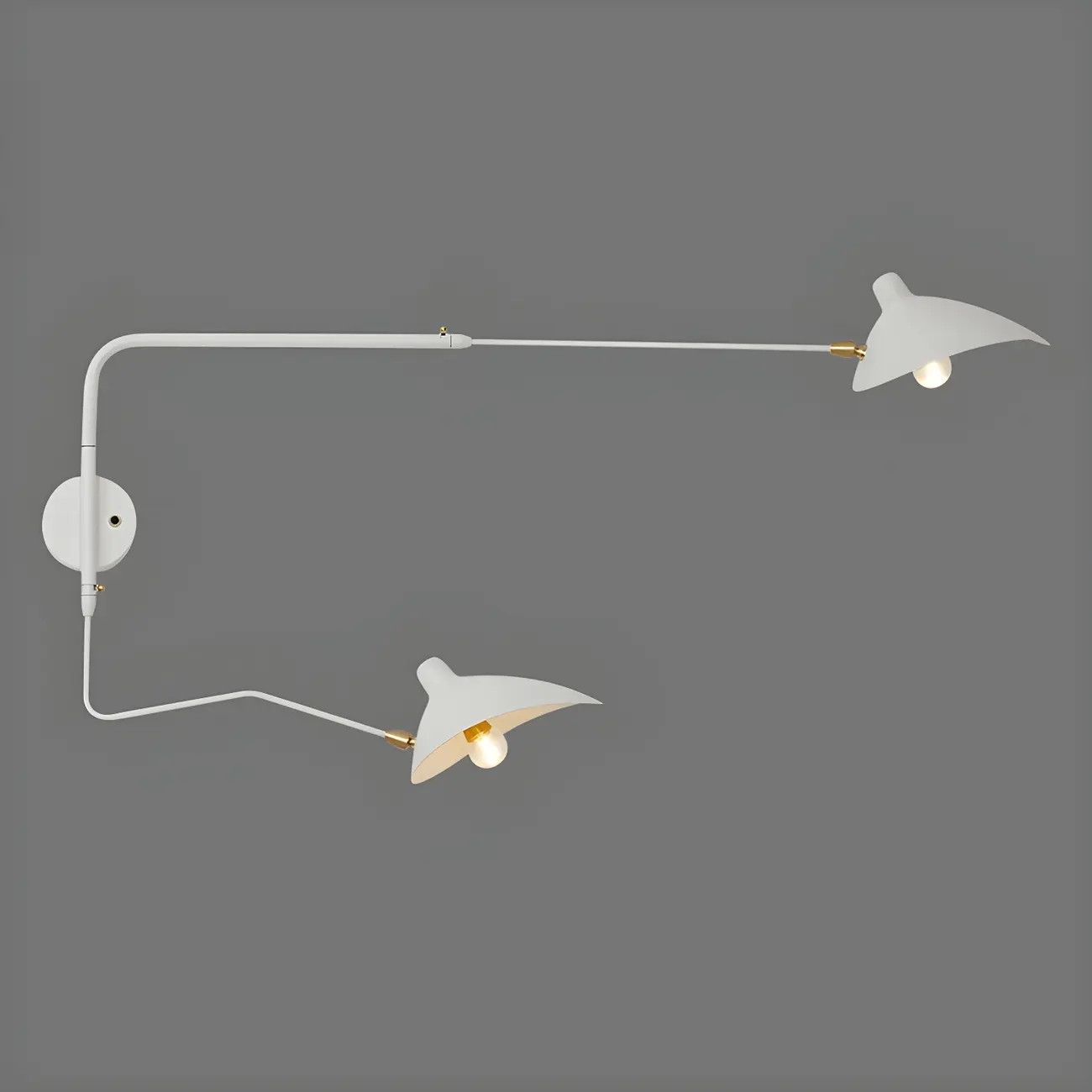 Modern 2-Light White Dual-Arm Swing Arm Wall Light Image - 5 | homeyfad