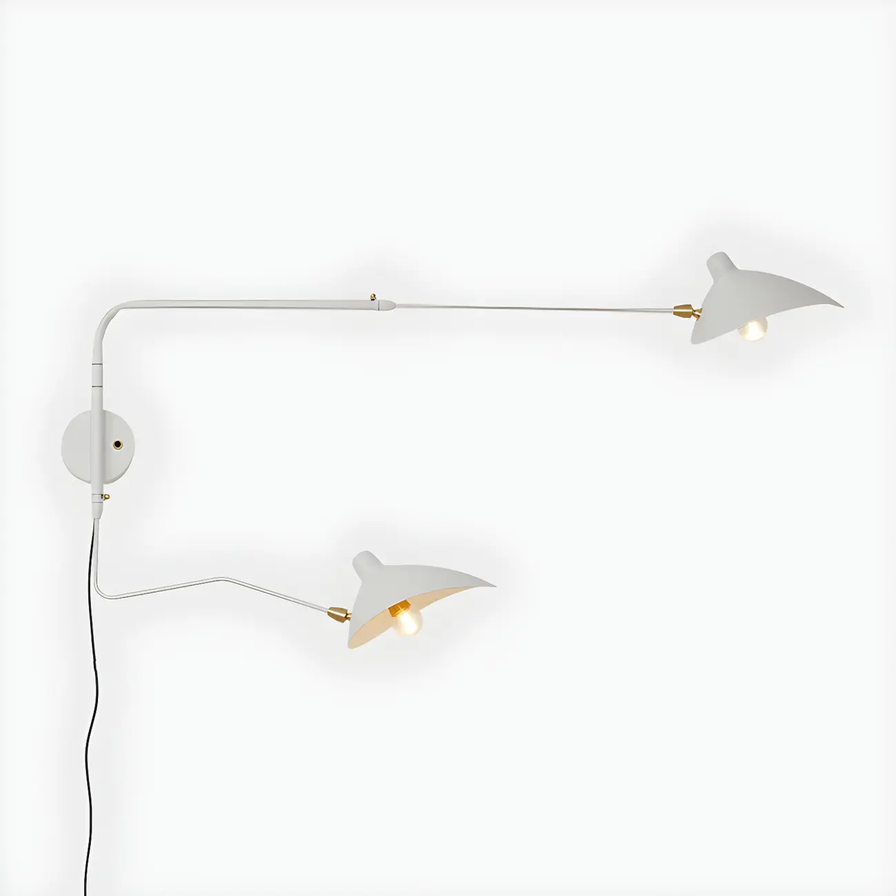 Modern 2-Light White Dual-Arm Swing Arm Wall Light Image - 6 | homeyfad