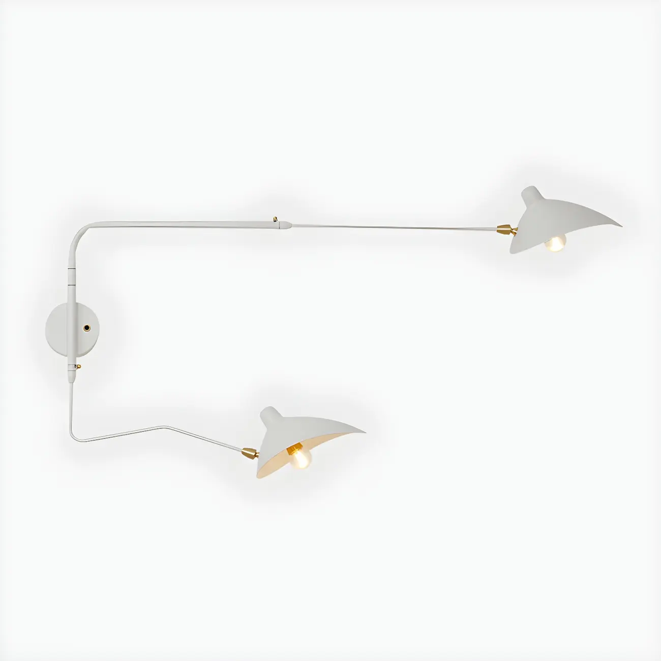 Modern 2-Light White Dual-Arm Swing Arm Wall Light Image - 7 | homeyfad