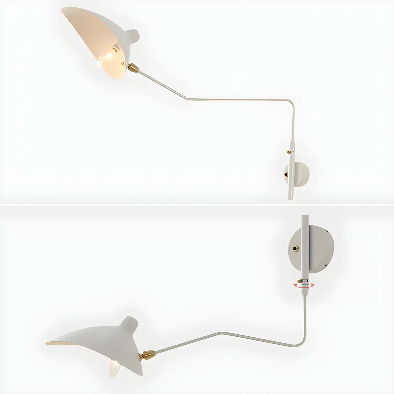 Modern 2-Light White Dual-Arm Swing Arm Wall Light Image - 11 | homeyfad