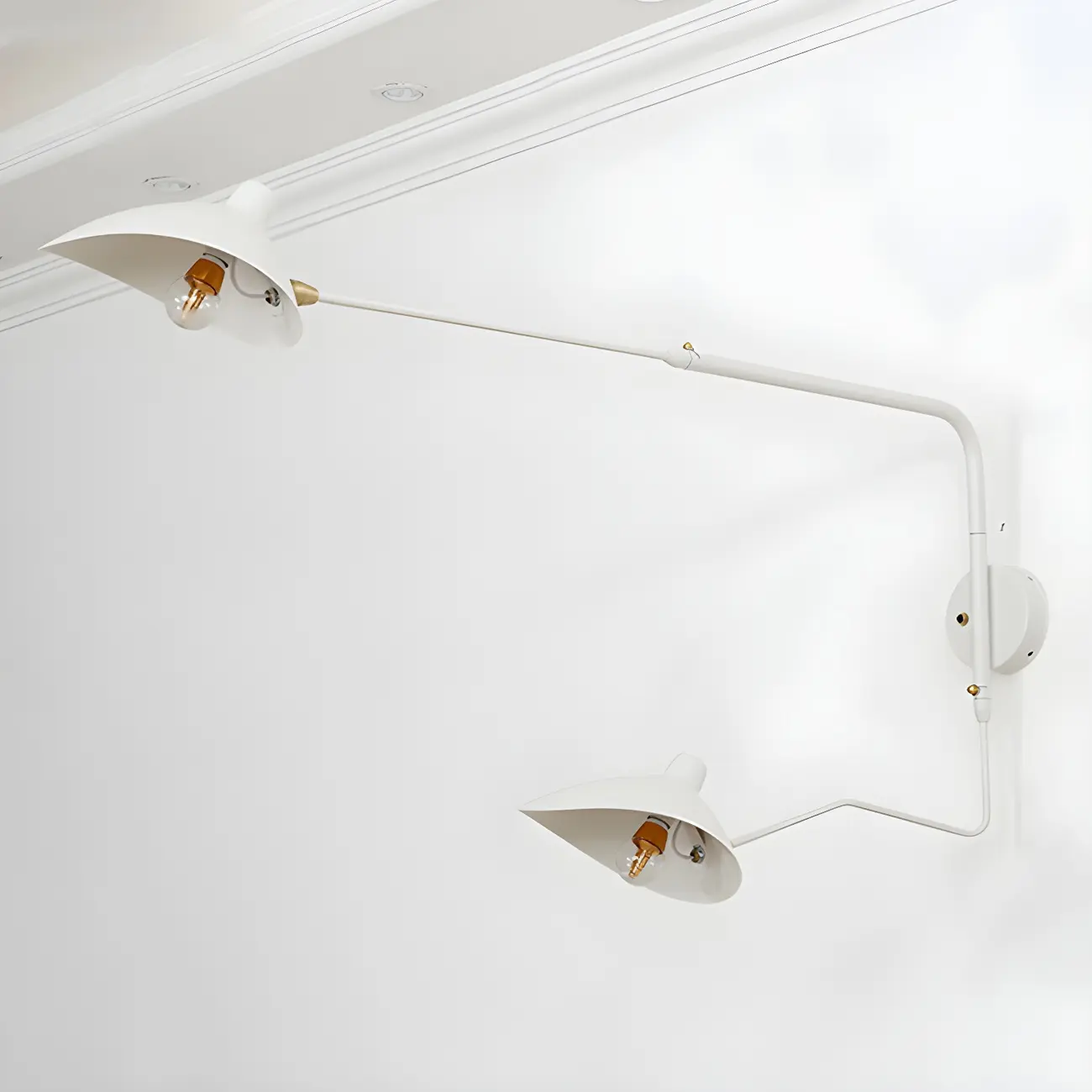 Modern 2-Light White Dual-Arm Swing Arm Wall Light Image - 4 | homeyfad