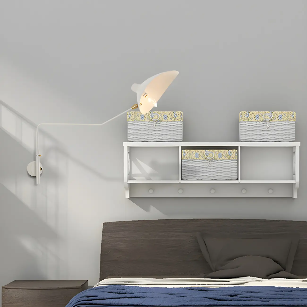 Modern 2-Light White Dual-Arm Swing Arm Wall Light Image - 17 | homeyfad