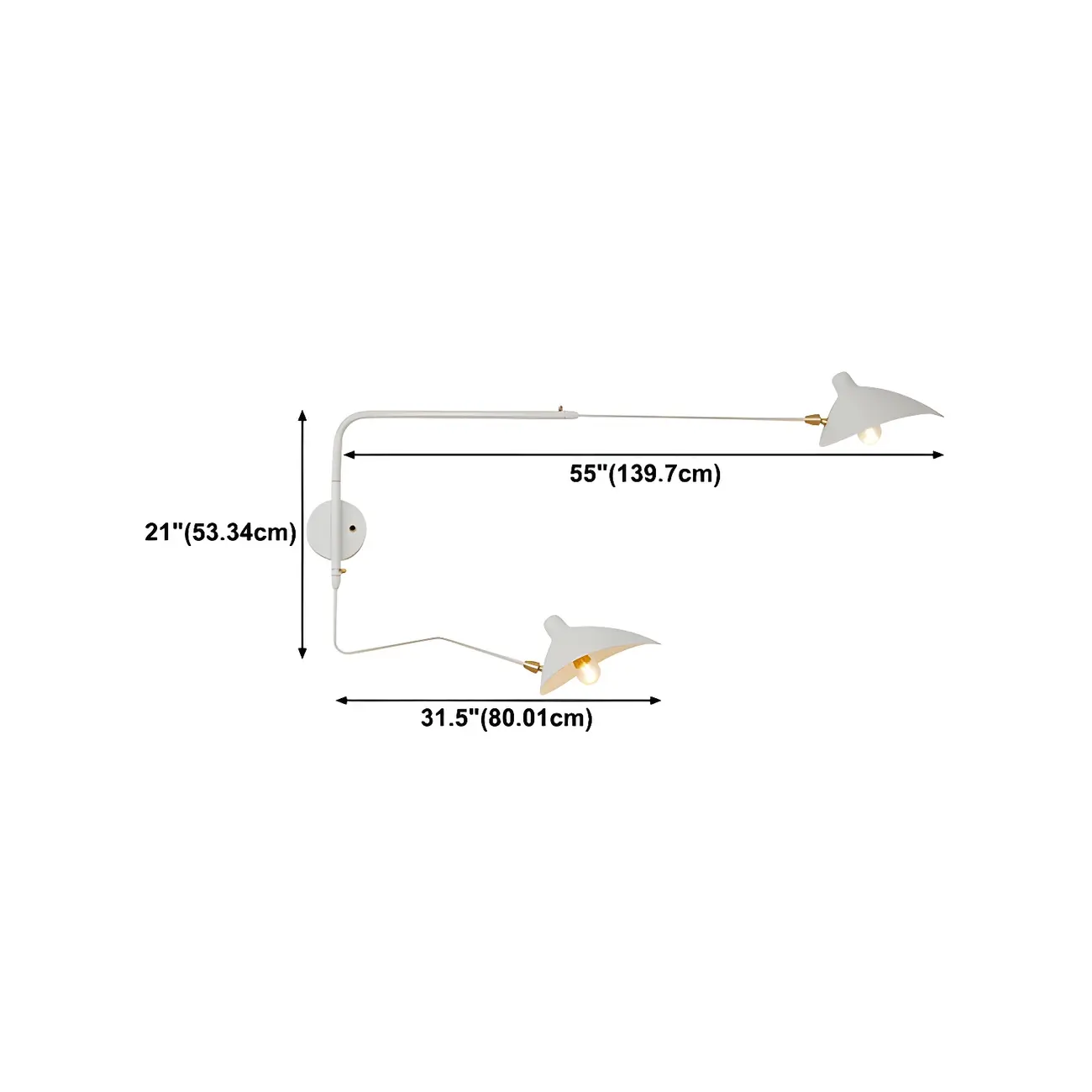 Modern 2-Light White Dual-Arm Swing Arm Wall Light Image - 23 | homeyfad