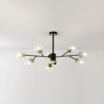 Mid-Century Modern Metal Clear Glass Sphere Sputnik Chandelier Image - 7