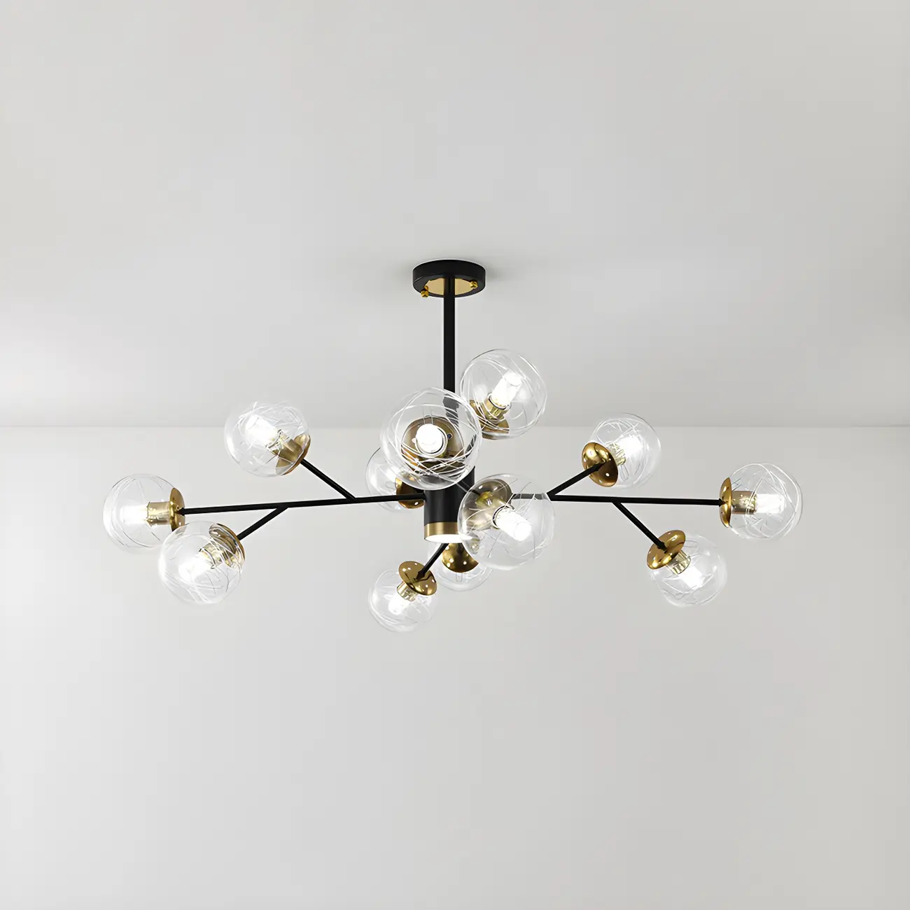 Mid-Century Modern Metal Clear Glass Sphere Sputnik Chandelier Image - 8 | homeyfad