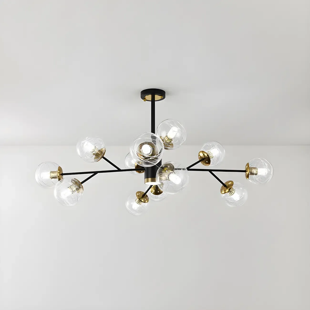 Mid-Century Modern Metal Clear Glass Sphere Sputnik Chandelier Image - 8