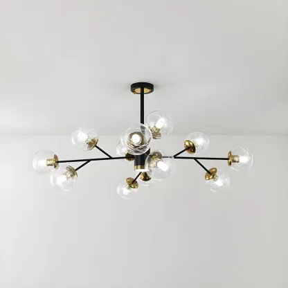 Mid-Century Modern Metal Clear Glass Sphere Sputnik Chandelier Image - 8