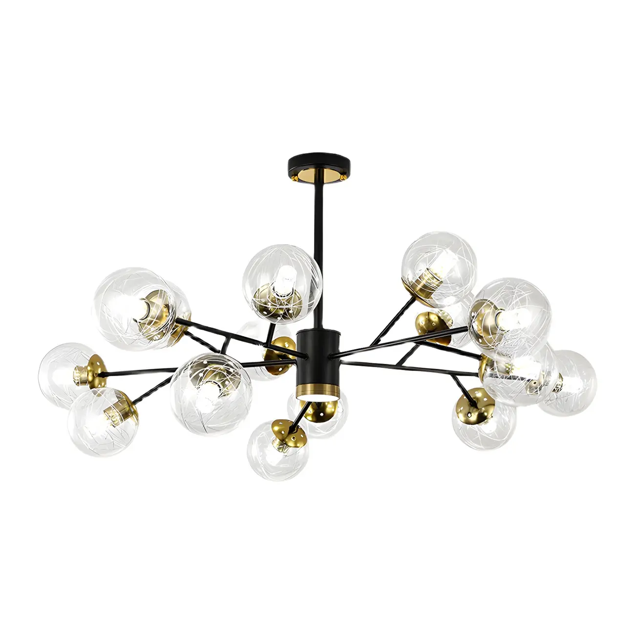 Mid-Century Modern Metal Clear Glass Sphere Sputnik Chandelier Image - 11 | homeyfad