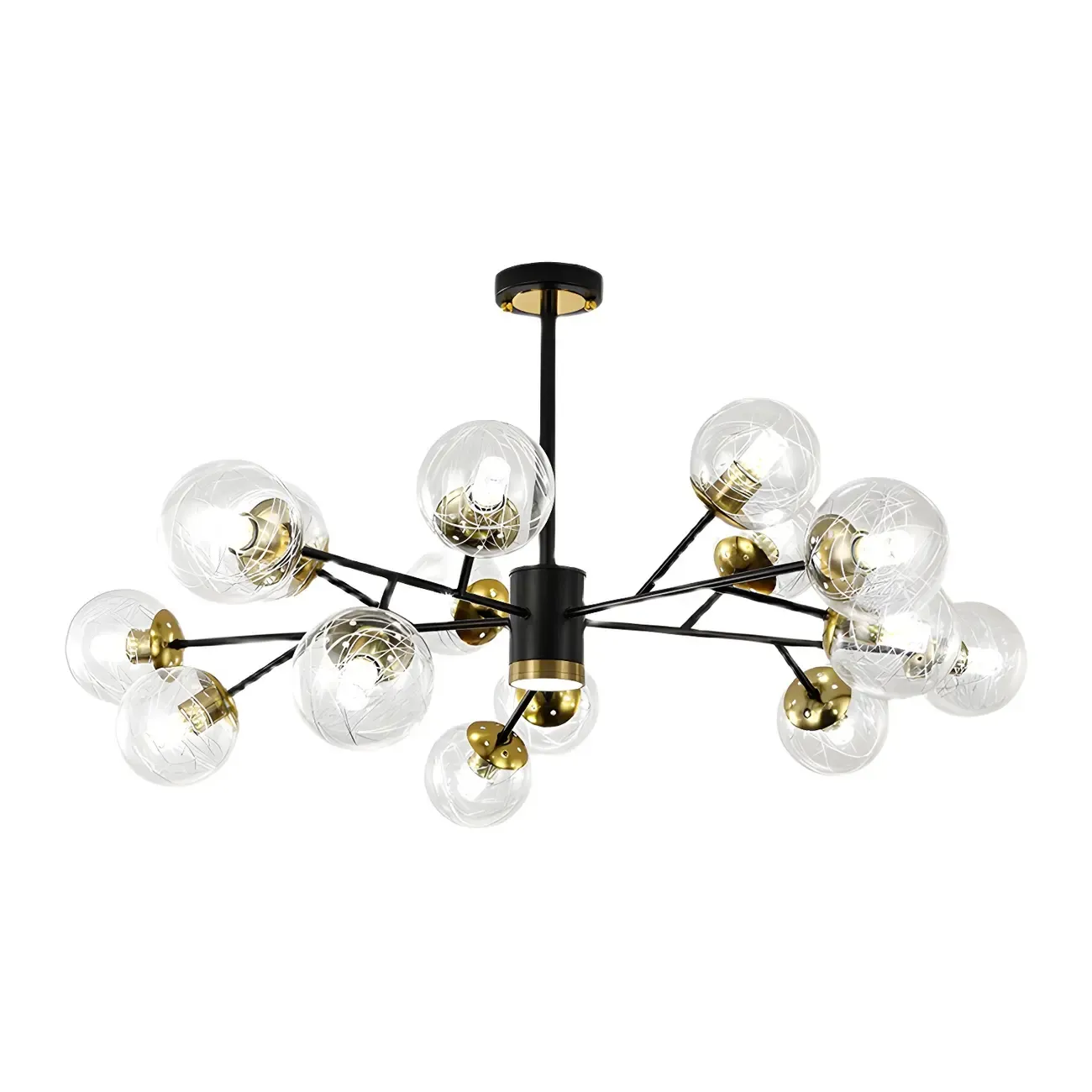 Mid-Century Modern Metal Clear Glass Sphere Sputnik Chandelier Image - 11