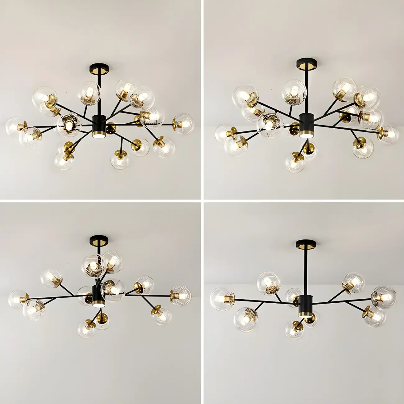 Mid-Century Modern Metal Clear Glass Sphere Sputnik Chandelier Image - 12