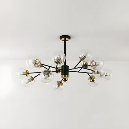 Mid-Century Modern Metal Clear Glass Sphere Sputnik Chandelier Image - 9