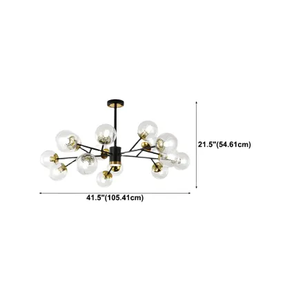 Mid-Century Modern Metal Clear Glass Sphere Sputnik Chandelier Image - 21