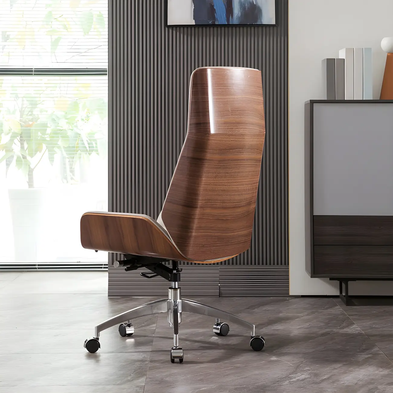 High Back Faux Leather Upholstered Swivel Office Chair Image - 8 | homeyfad