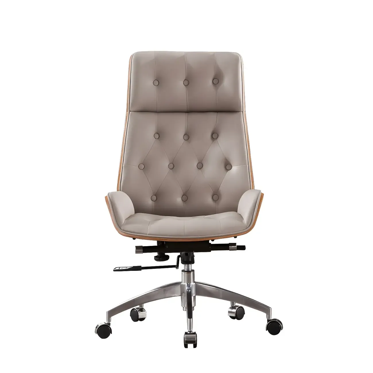 High Back Faux Leather Upholstered Swivel Office Chair Image - 9