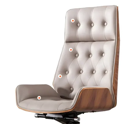 High Back Faux Leather Upholstered Swivel Office Chair Image - 10