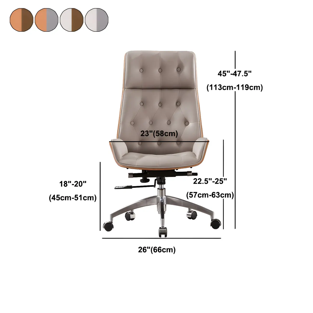 High Back Faux Leather Upholstered Swivel Office Chair #size | homeyfad