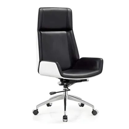 Modern Upholstered Adjustable Swivel Office Chair High Back Image - 3