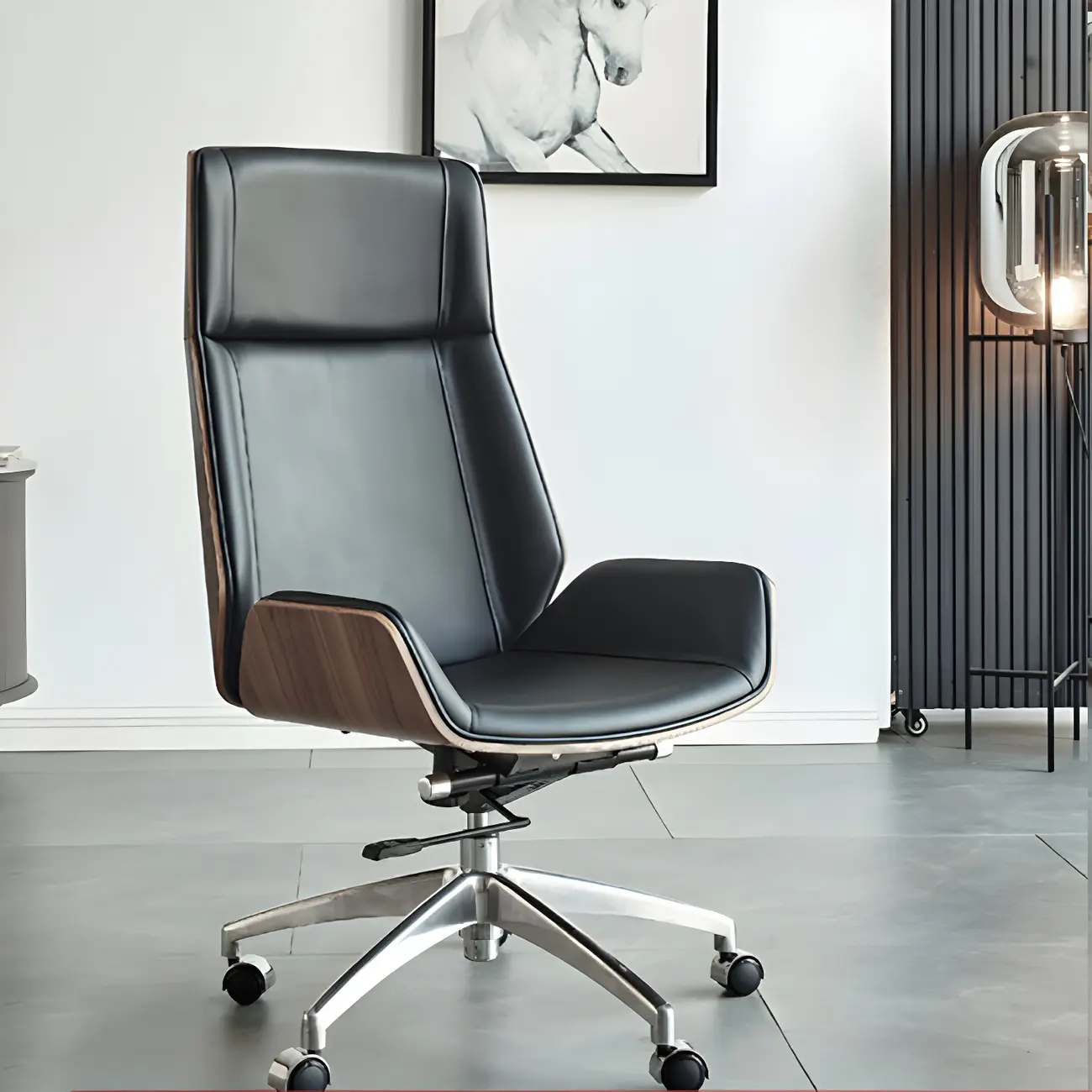 Modern Upholstered Adjustable Swivel Office Chair High Back Image - 6 | homeyfad