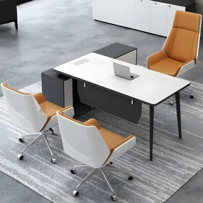 Modern Upholstered Adjustable Swivel Office Chair High Back Image - 8