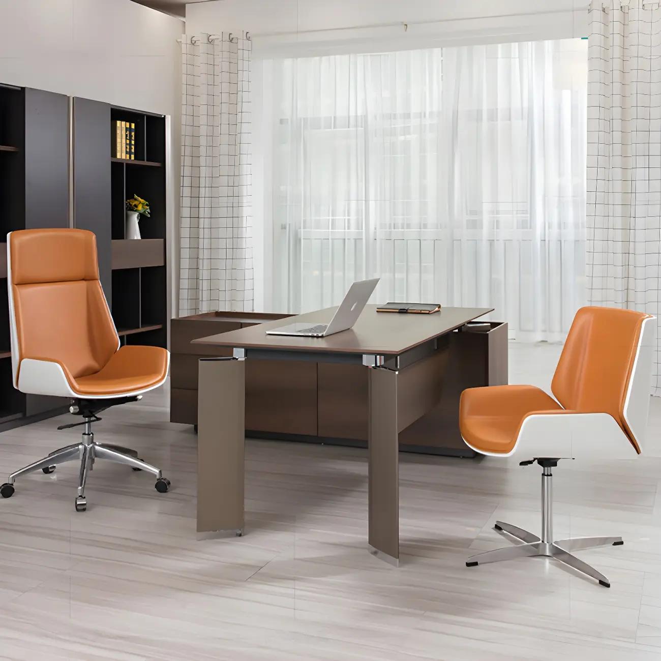 Modern Upholstered Adjustable Swivel Office Chair High Back Image - 17 | homeyfad