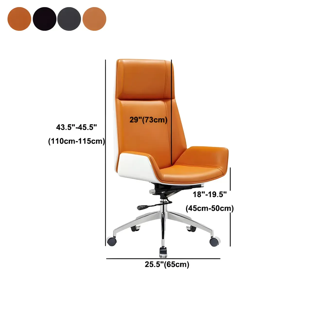 Modern Upholstered Adjustable Swivel Office Chair High Back Image - 19