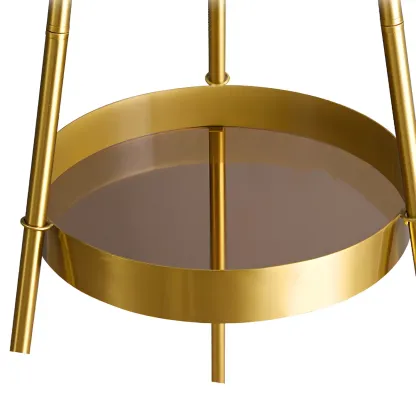 Gold Globe Tripod Floor Lamp with Side Table