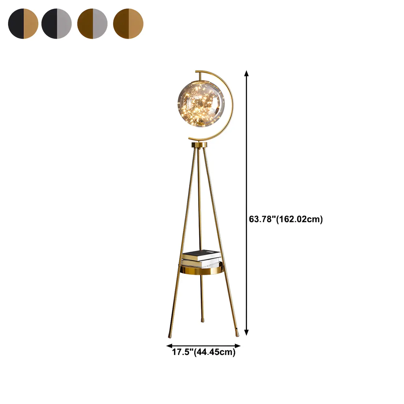 Gold Globe Tripod Floor Lamp with Side Table | homeyfad