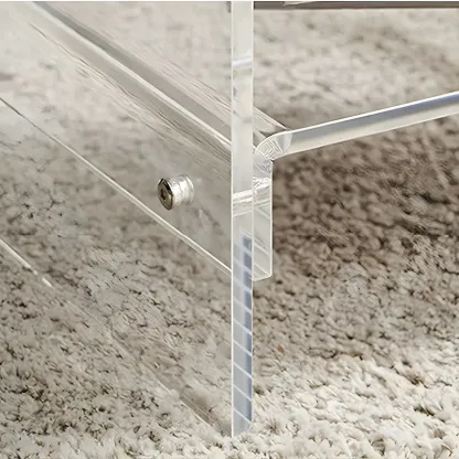 Modern Acrylic Bedside Table with Shelf Image - 4