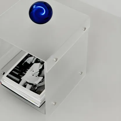 Modern Acrylic Bedside Table with Shelf Image - 5