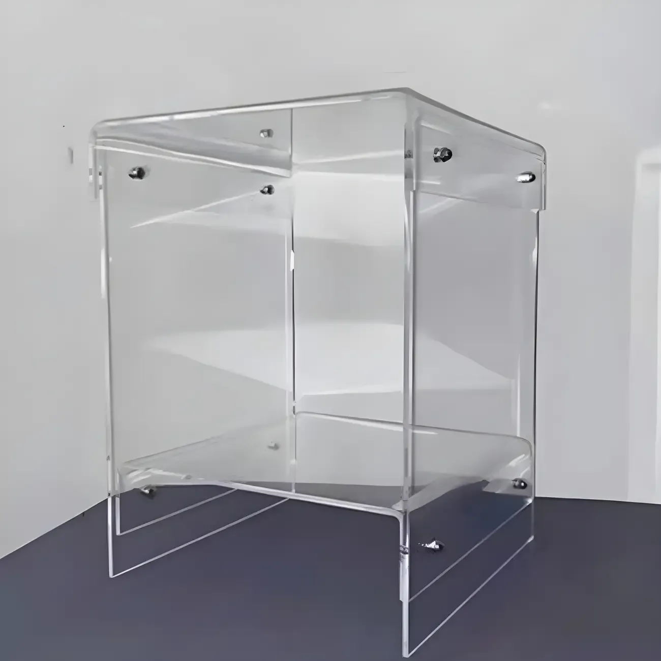 Modern Acrylic Bedside Table with Shelf Image - 13