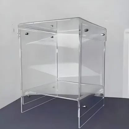 Modern Acrylic Bedside Table with Shelf Image - 13