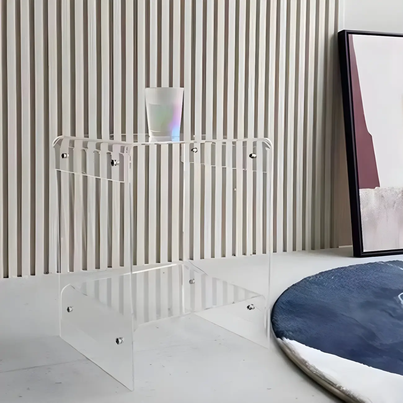 Modern Acrylic Bedside Table with Shelf Image - 14 | homeyfad