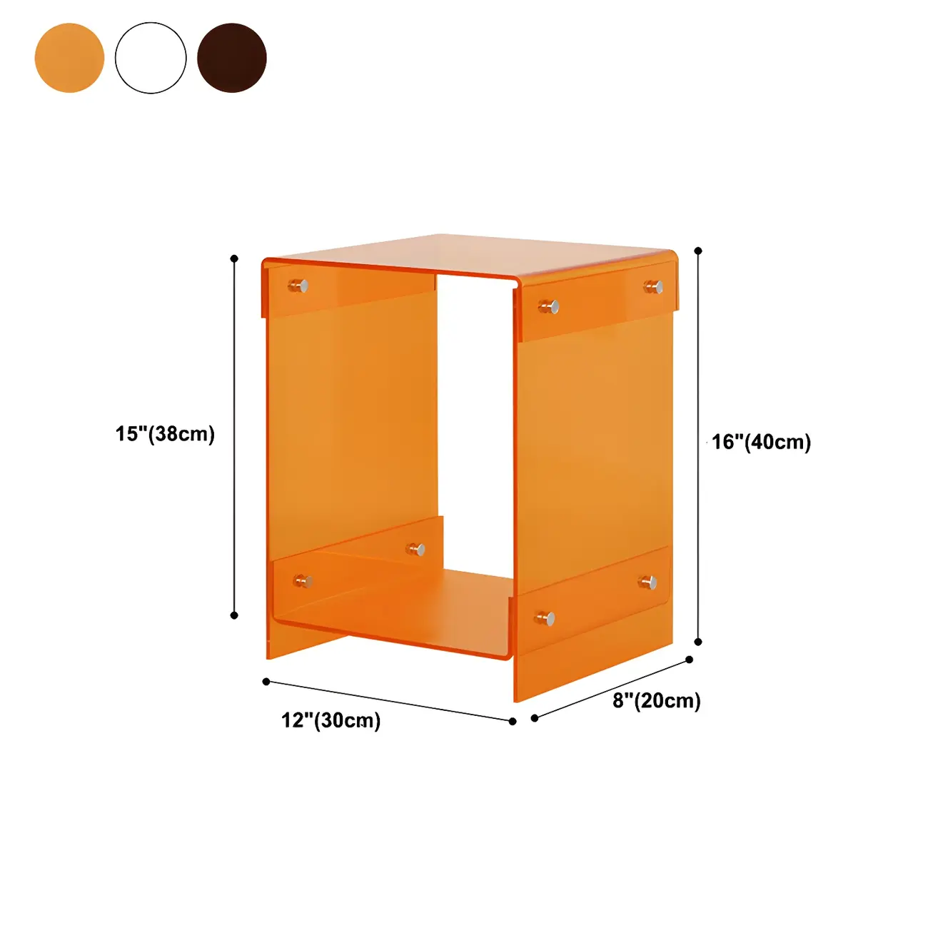 Modern Acrylic Bedside Table with Shelf #size | homeyfad