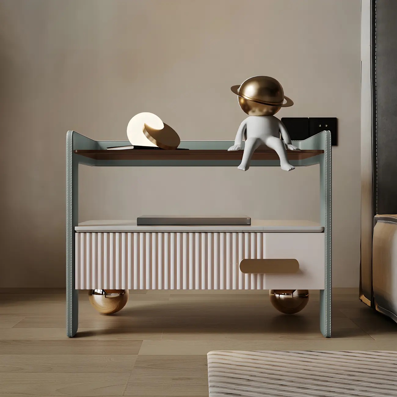 Modern Wood and Glass Storage Night Table 1 Drawer Bed Nightstand Image - 5 | homeyfad