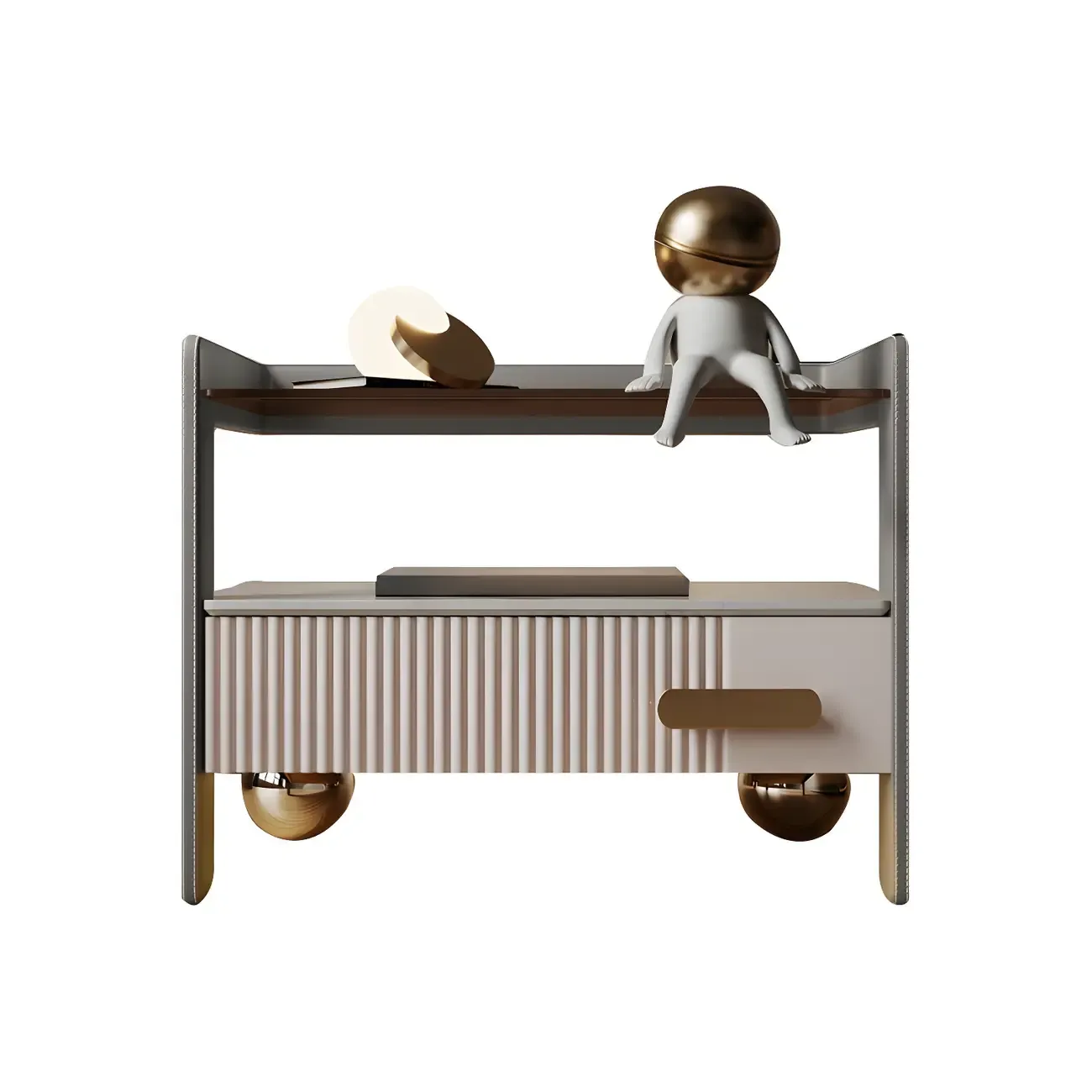 Modern Wood and Glass Storage Night Table 1 Drawer Bed Nightstand Image - 10