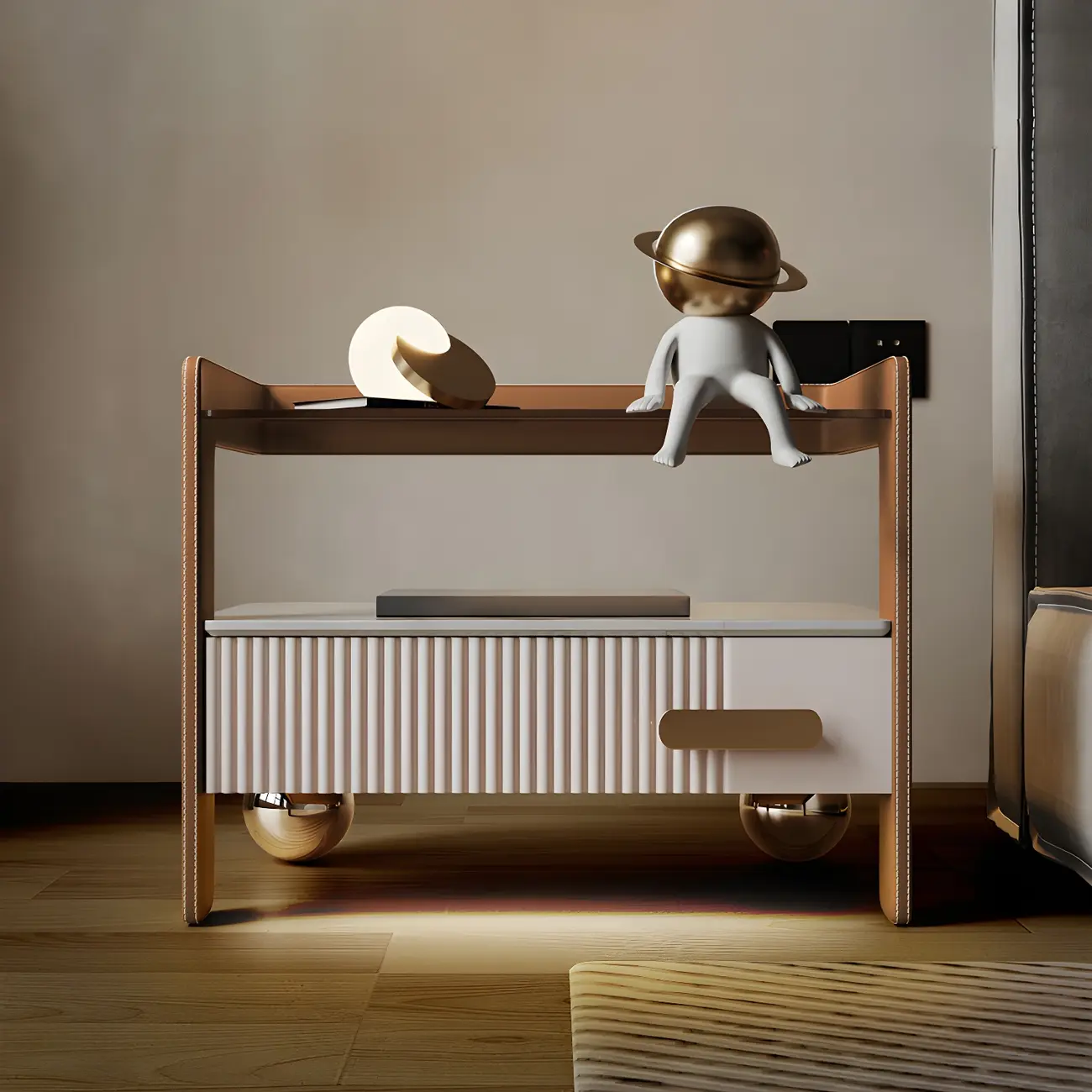 Modern Wood and Glass Storage Night Table 1 Drawer Bed Nightstand Image - 16 | homeyfad