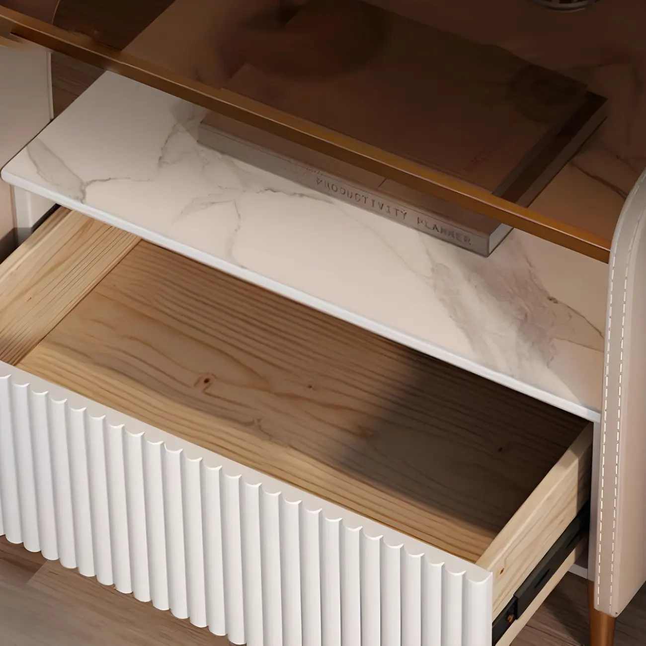 Modern Wood and Glass Storage Night Table 1 Drawer Bed Nightstand Image - 19 | homeyfad