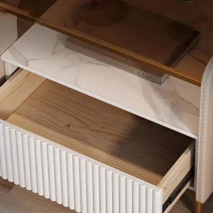 Modern Wood and Glass Storage Night Table 1 Drawer Bed Nightstand Image - 19