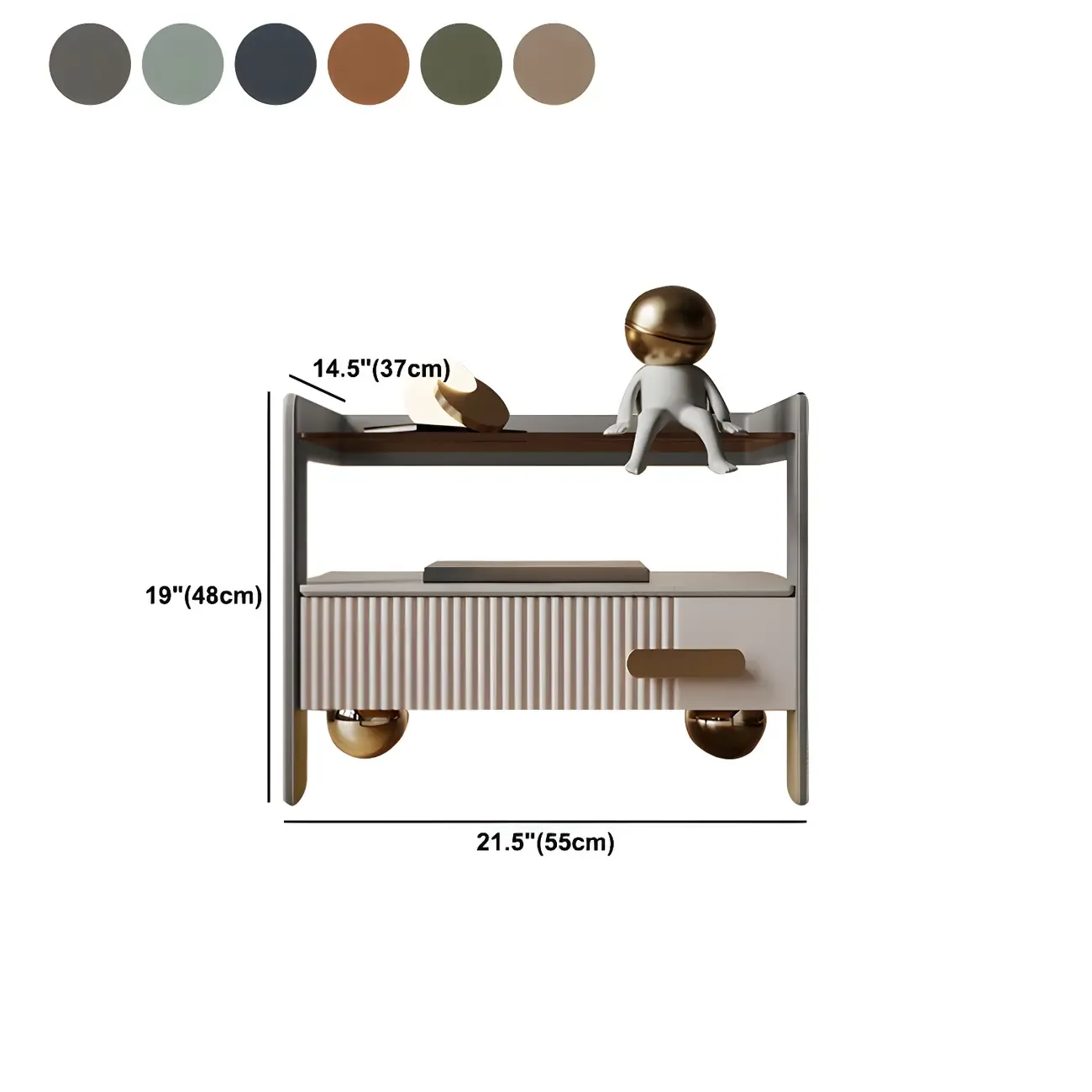 Modern Wood and Glass Storage Night Table 1 Drawer Bed Nightstand #size