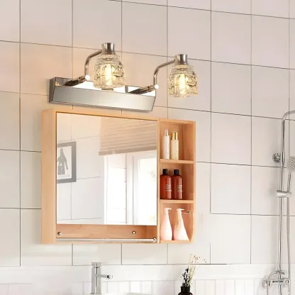 Modern Chrome Vanity Light with Glass Shades Bathroom Image - 3